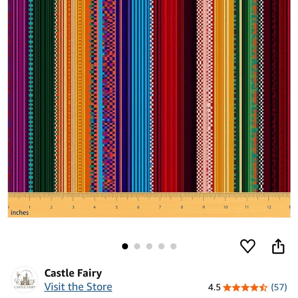 Castle Fairy Multicolor Mexican style Striped Fabric 3 yards